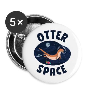Otter Pun Space Science Astronaut - Buttons groß 56 mm (5er Pack) - Weiß - Vorne