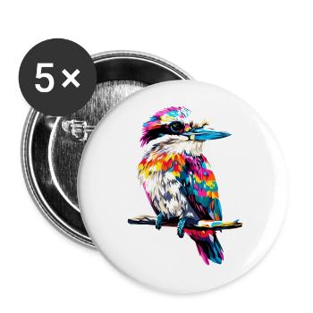 Kookaburra Hunter lit Hans Sweet Bird en riant - Lot de 5 grands badges (56 mm) - blanc - Devant