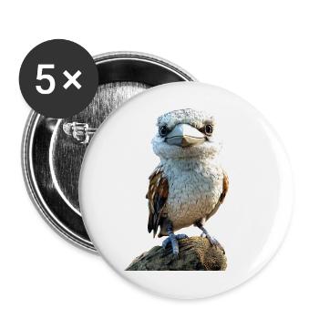 Kookaburra Hunter lit Hans Sweet Bird en riant - Lot de 5 grands badges (56 mm) - blanc - Devant