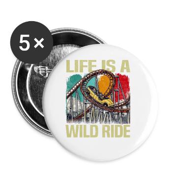Vintage Rollercoaster Crew I Family Roller Coaster - Buttons large 2.2''/56 mm (5-pack) - white - Front