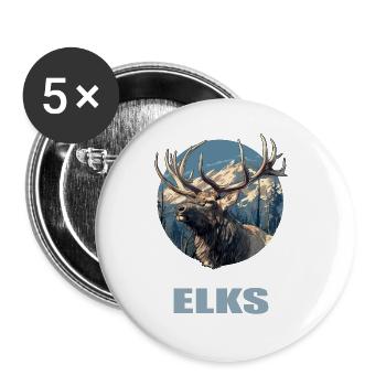 Elche Elch - Buttons groß 56 mm (5er Pack) - Weiß - Vorne