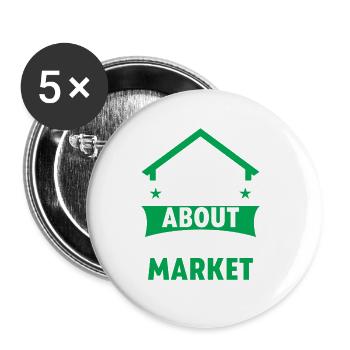 Ask Me About The Market - Buttons groß 56 mm (5er Pack) - Weiß - Vorne