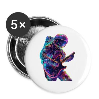 Guitare astronaute - Lot de 5 grands badges (56 mm) - blanc - Devant