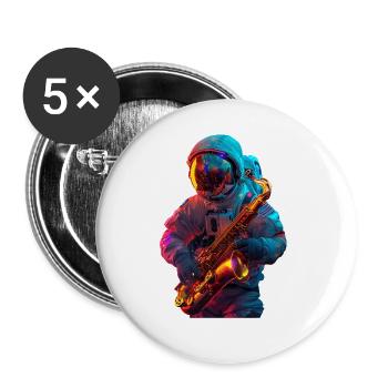 Saxophone astronaute - Lot de 5 grands badges (56 mm) - blanc - Devant