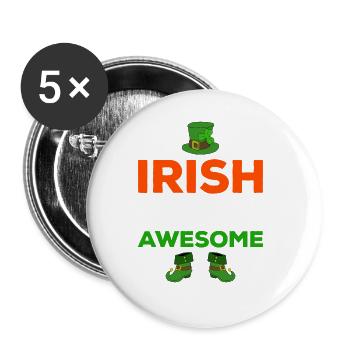 Happy St. Patrick's Day Kleeblätter - Buttons groß 56 mm (5er Pack) - Weiß - Vorne
