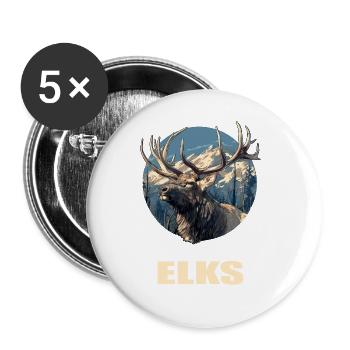 Elche Elch - Buttons groß 56 mm (5er Pack) - Weiß - Vorne
