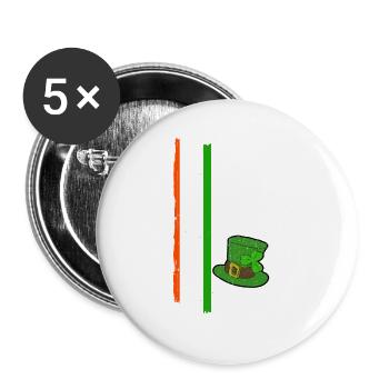Happy St. Patrick's Day Kleeblätter - Buttons groß 56 mm (5er Pack) - Weiß - Vorne