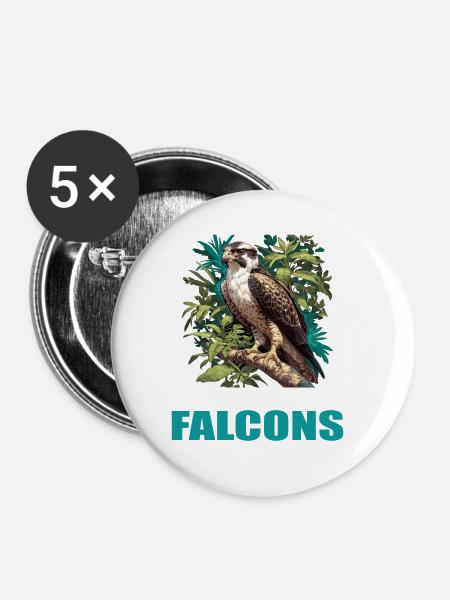 Falken Falke - Buttons groß 56 mm (5er Pack) - Weiß