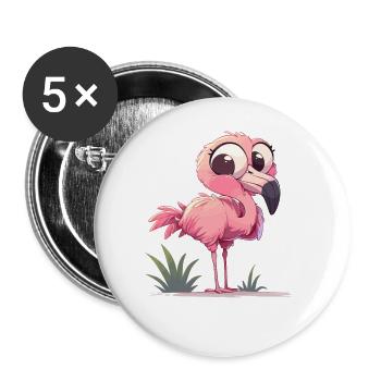 Flamingos Flamingo - Buttons groß 56 mm (5er Pack) - Weiß - Vorne