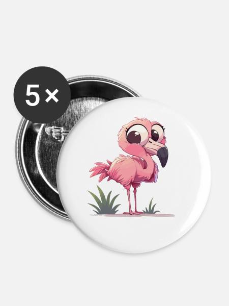 Flamingos Flamingo - Buttons groß 56 mm (5er Pack) - Weiß