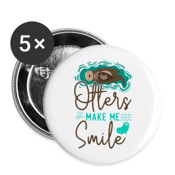 Otter Otters Make Me Smile - Buttons large 2.2''/56 mm (5-pack) - white - Front