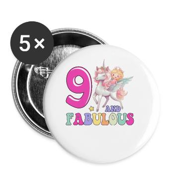 9 And Fabulous - Buttons large 2.2''/56 mm (5-pack) - white - Front