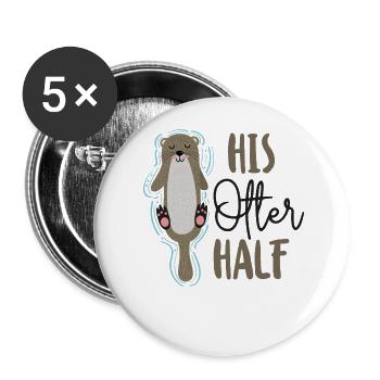 Couple Loutre Jeu de mots Saint-Valentin - Lot de 5 grands badges (56 mm) - blanc - Devant