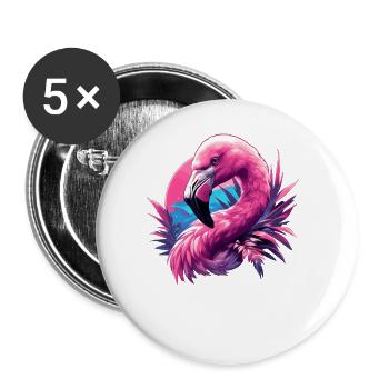 Flamingos Flamingo - Buttons groß 56 mm (5er Pack) - Weiß - Vorne