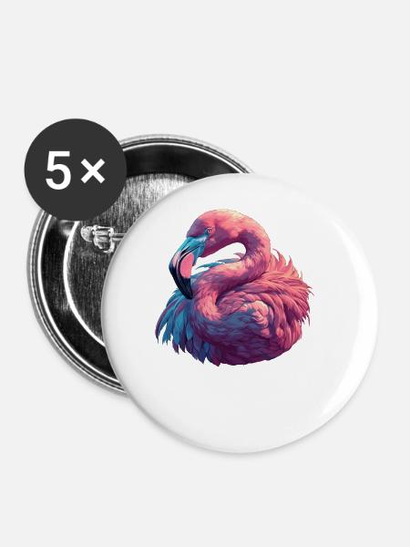 Flamingos Flamingo - Buttons groß 56 mm (5er Pack) - Weiß