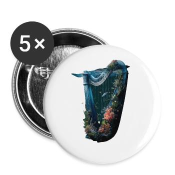 Fisch Harfe - Buttons groß 56 mm (5er Pack) - Weiß - Vorne