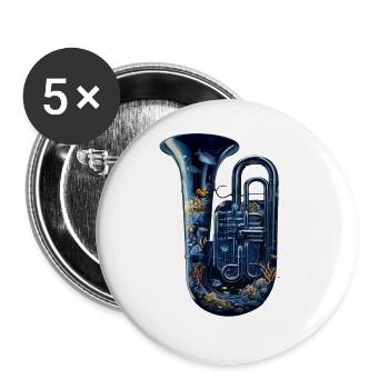 Fish Tuba - Buttons large 2.2''/56 mm (5-pack) - white - Front