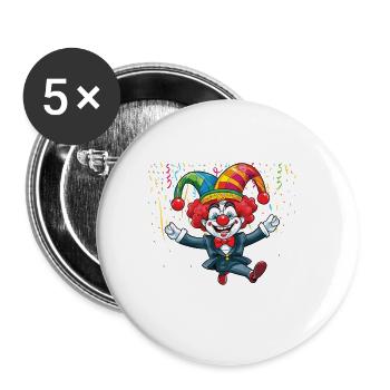 Karneval Kostüm Fasching Fastnacht - Buttons groß 56 mm (5er Pack) - Weiß - Vorne