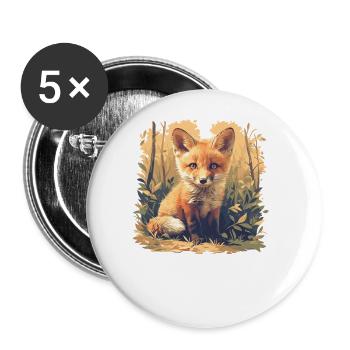 Füchse Fuchs - Buttons groß 56 mm (5er Pack) - Weiß - Vorne