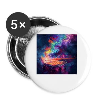 Schlagzeug - Buttons groß 56 mm (5er Pack) - Weiß - Vorne