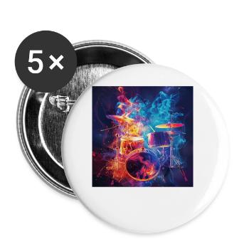 Percussion - Lot de 5 grands badges (56 mm) - blanc - Devant