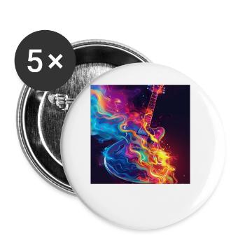 Guitare - Lot de 5 grands badges (56 mm) - blanc - Devant