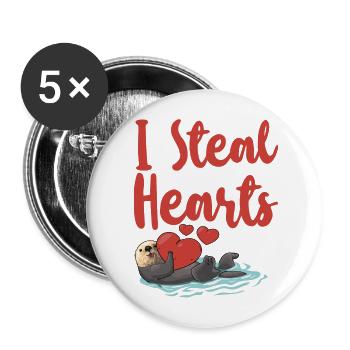 Loutre Saint-Valentin je vole - Lot de 5 grands badges (56 mm) - blanc - Devant