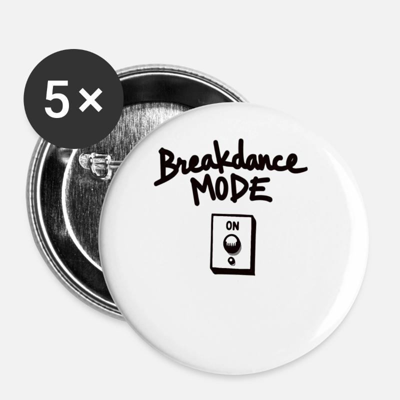 Breakdance Mode On Breakdance Breakdancing - Buttons groß 56 mm (5er Pack) - Weiß
