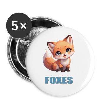 Renards Renard - Lot de 5 grands badges (56 mm) - blanc - Devant