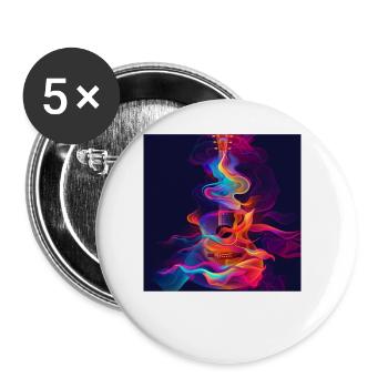 Guitare - Lot de 5 grands badges (56 mm) - blanc - Devant