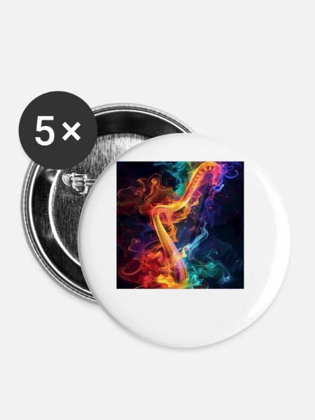 Harfe - Buttons groß 56 mm (5er Pack) - Weiß
