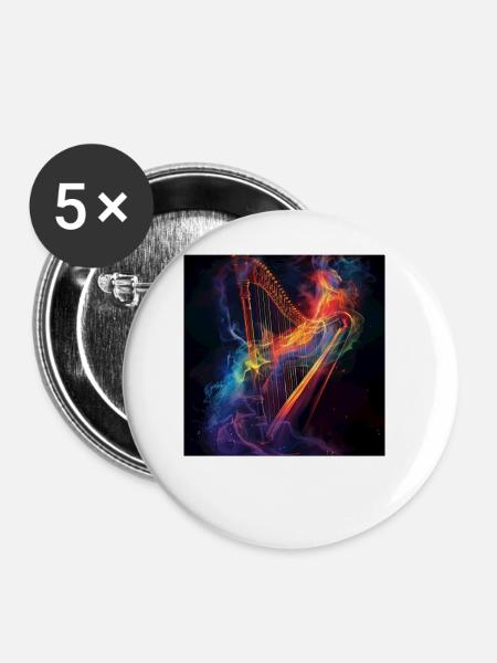 Harfe - Buttons groß 56 mm (5er Pack) - Weiß