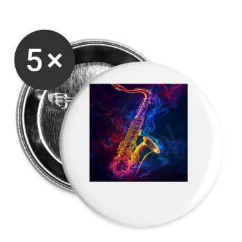 Saxophone - Buttons large 2.2''/56 mm (5-pack) - white - Front