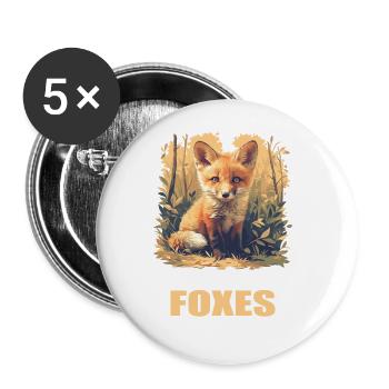 Füchse Fuchs - Buttons groß 56 mm (5er Pack) - Weiß - Vorne