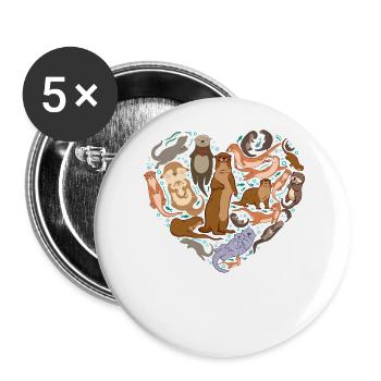 Otter Heart - Buttons groß 56 mm (5er Pack) - Weiß - Vorne
