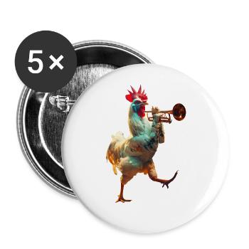 Rooster Trumpet - Buttons large 2.2''/56 mm (5-pack) - white - Front