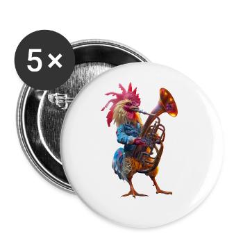 Rooster Tuba - Buttons large 2.2''/56 mm (5-pack) - white - Front