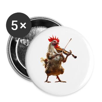 Rooster Violin - Buttons large 2.2''/56 mm (5-pack) - white - Front