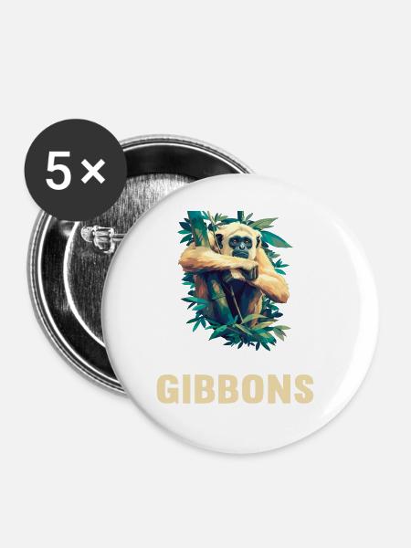 Gibbons Gibbon - Buttons groß 56 mm (5er Pack) - Weiß