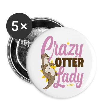 Otter Crazy Otter Lady - Buttons groß 56 mm (5er Pack) - Weiß - Vorne