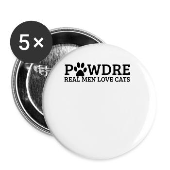 Pawdre Real Men Love Cats Padre Mexikanischer Katz - Buttons groß 56 mm (5er Pack) - Weiß - Vorne