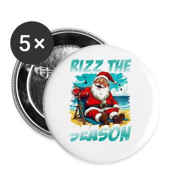 Rizz the Season Lustiger Weihnachtsmann Weihnachte - Buttons groß 56 mm (5er Pack) - Weiß - Vorne