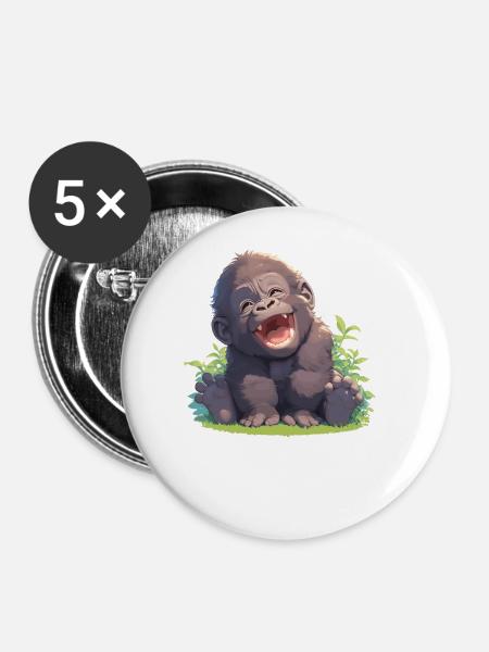 Gorillas Gorilla - Buttons groß 56 mm (5er Pack) - Weiß