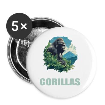 Gorilles Gorilles - Lot de 5 grands badges (56 mm) - blanc - Devant