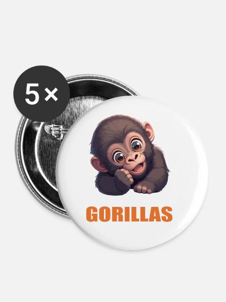 Gorillas Gorilla - Buttons groß 56 mm (5er Pack) - Weiß