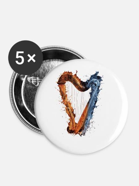 Harfe - Buttons groß 56 mm (5er Pack) - Weiß