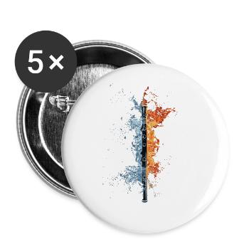 Querflöte - Buttons groß 56 mm (5er Pack) - Weiß - Vorne