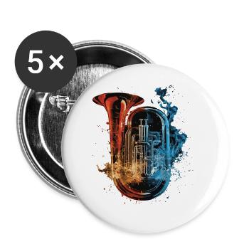 Tuba - Buttons groß 56 mm (5er Pack) - Weiß - Vorne