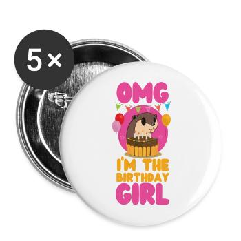 Loutre Anniversaire Fille Omg Je suis Le - Lot de 5 grands badges (56 mm) - blanc - Devant