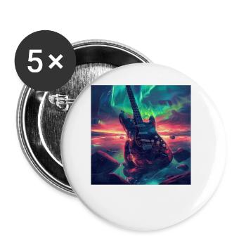 Gitarre - Buttons groß 56 mm (5er Pack) - Weiß - Vorne